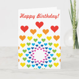 Carte Cœurs arc-en-ciel joyeux, Joyeux Anniversaire !