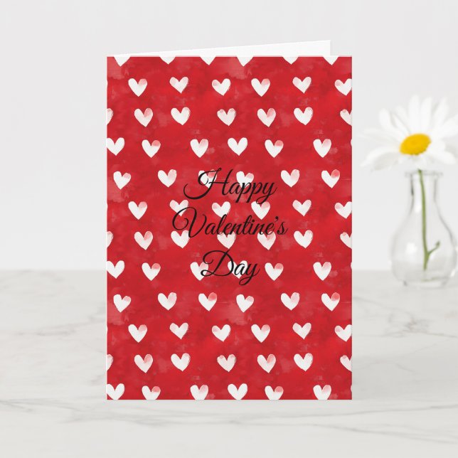 Carte Cœurs blancs rouges amour Saint-Valentin (Petite plante)