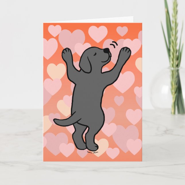 Carte Coeurs caricaturaux Black Labrador Puppy Hug (Devant)