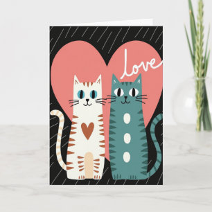 Carte Cœurs Chats Rayés Pois
