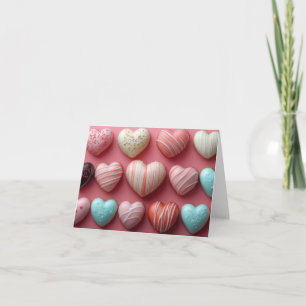 Carte Coeurs colorés au chocolat Salutation de Valentine
