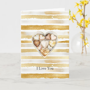Carte Cœurs d'amour à rayures dorées