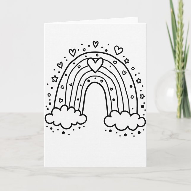 Carte Cœurs d'Amour Arc-en-Ciel Blanc (Devant)
