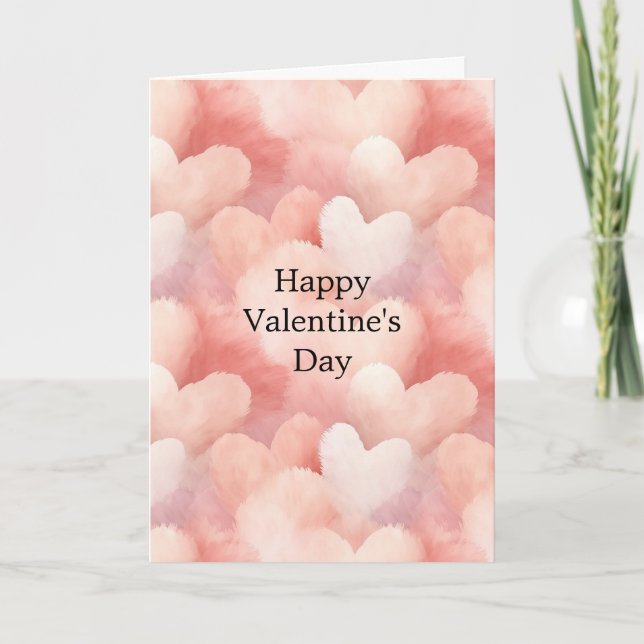 Carte Cœurs d'amour de la Saint-Valentin Crème Rose Pâle (Devant)