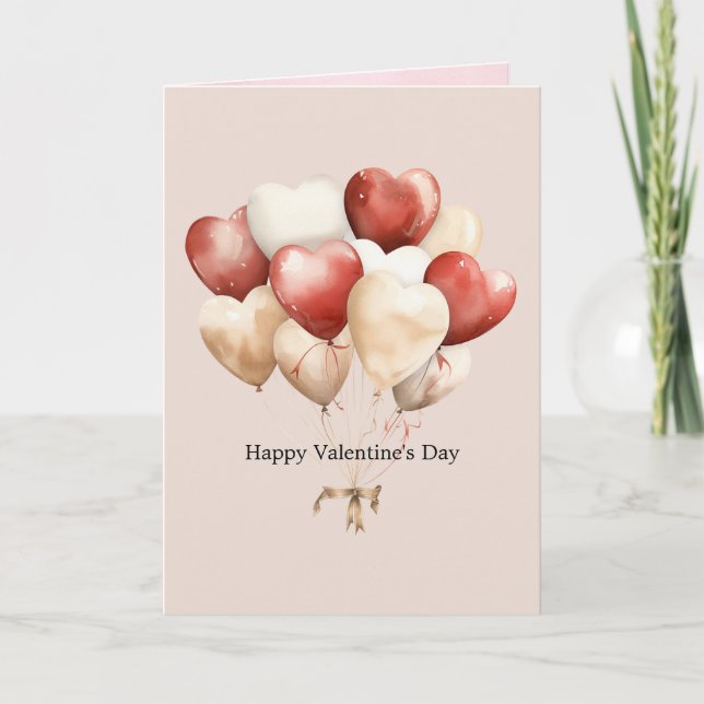 Carte Cœurs d'amour de la Saint-Valentin Crème Rouge Bla (Devant)