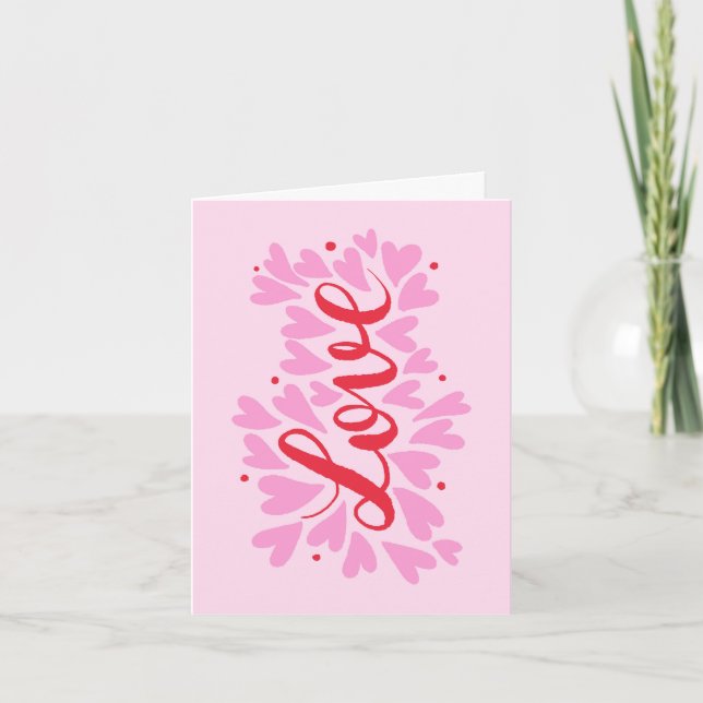 Carte Coeurs d'amour - rose et rouge (Devant)