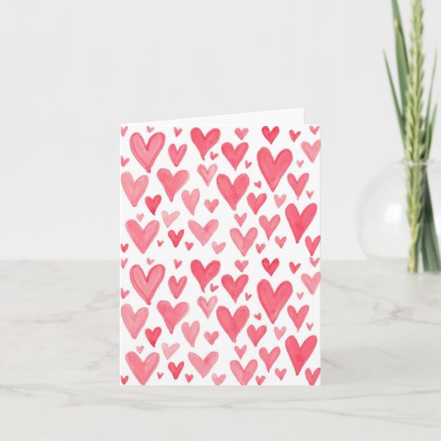 Carte Coeurs d'aquarelle de Valentine (Devant)