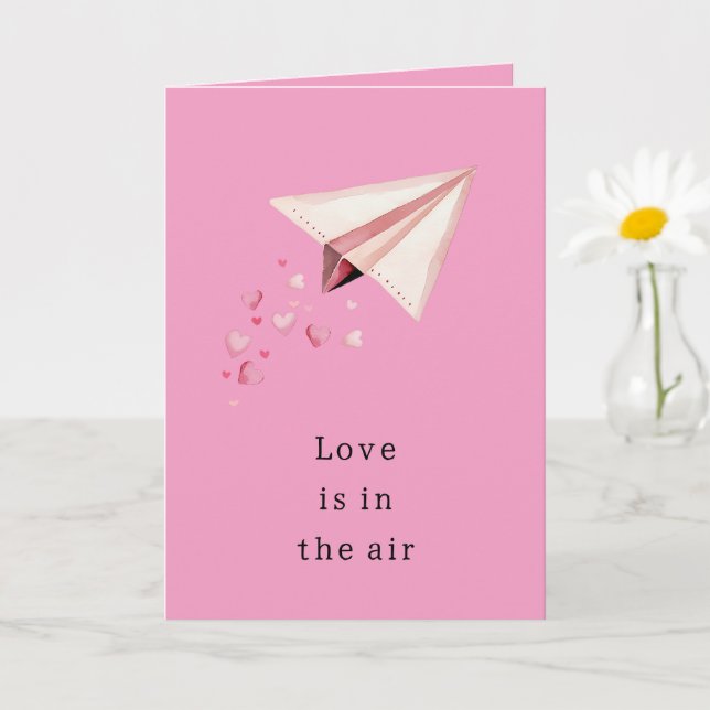 Carte Cœurs d'avion en papier Amour Air (Petite plante)