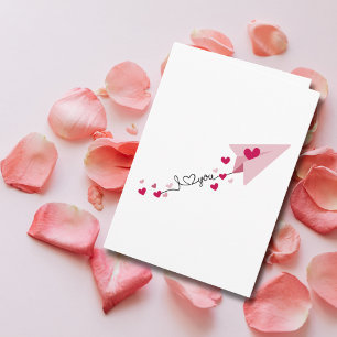Carte Cœurs d'avion en papier Je t'aime Saint-Valentin