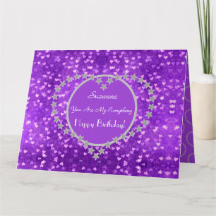 Carte Coeurs de bokeh d'anniversaire spéciaux customisés