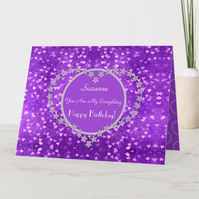 Carte Coeurs de bokeh d'anniversaire spéciaux customisés (Devant)