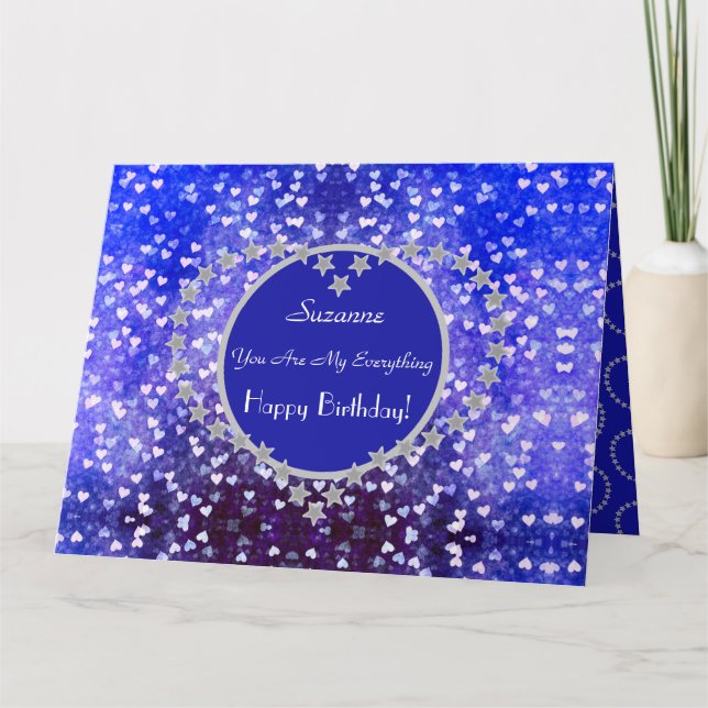 Carte Coeurs de bokeh d'anniversaire spéciaux customisés (Devant)