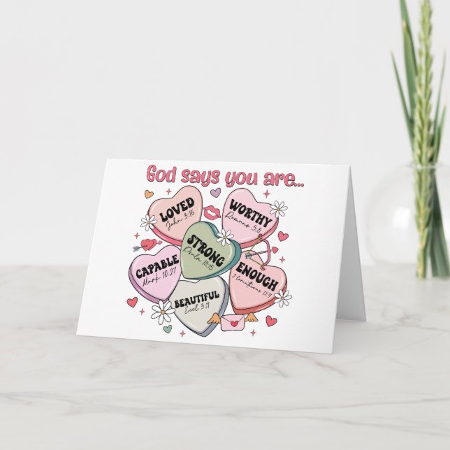 Carte Cœurs de bonbons de la Saint-Valentin Chrétiens (Devant)