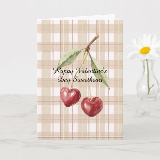 Carte Cœurs de cerise de la Saint-Valentin Amour (Petite plante)