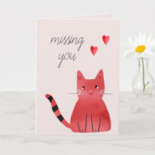 Carte Coeurs de chats roses rousses qui vous manquent