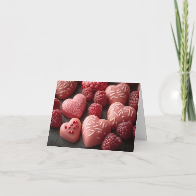 Carte Coeurs de chocolat rose Salutation de Saint-Valent (Devant)
