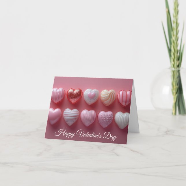 Carte Coeurs de chocolat rose Salutation de Saint-Valent (Devant)