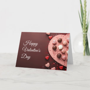 Carte Cœurs de chocolat rose sur fond sombre pour la Sai