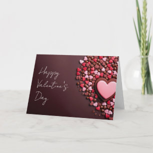 Carte Cœurs de chocolat rose sur fond sombre pour la Sai