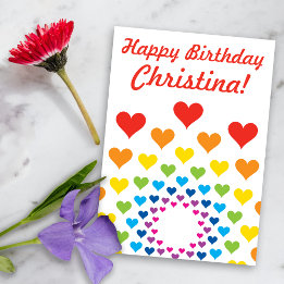 Carte Cœurs de couleur arc-en-ciel - Joyeux Anniversaire