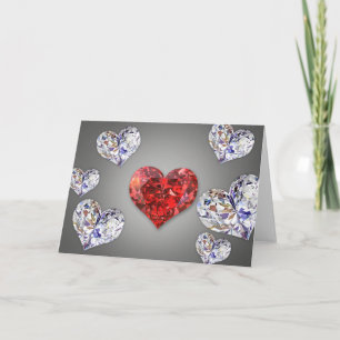 Carte Cœurs de diamant élégants précieux