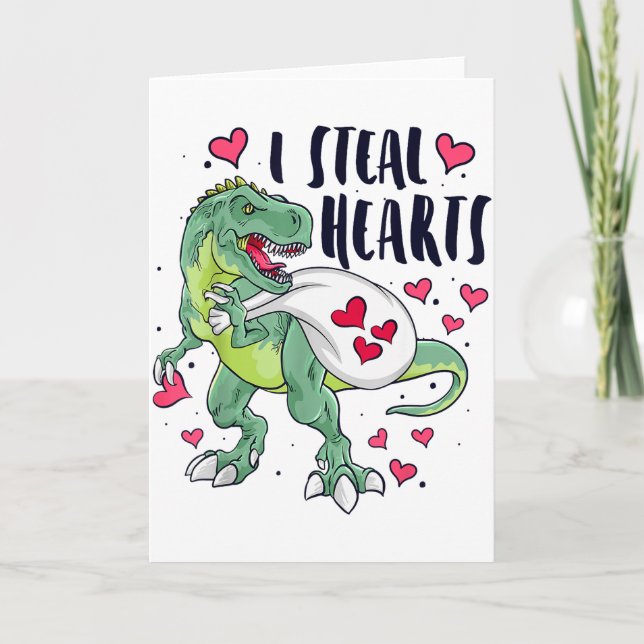 Carte Cœurs de dinosaure drôles pour la Saint-Valentin T (Devant)