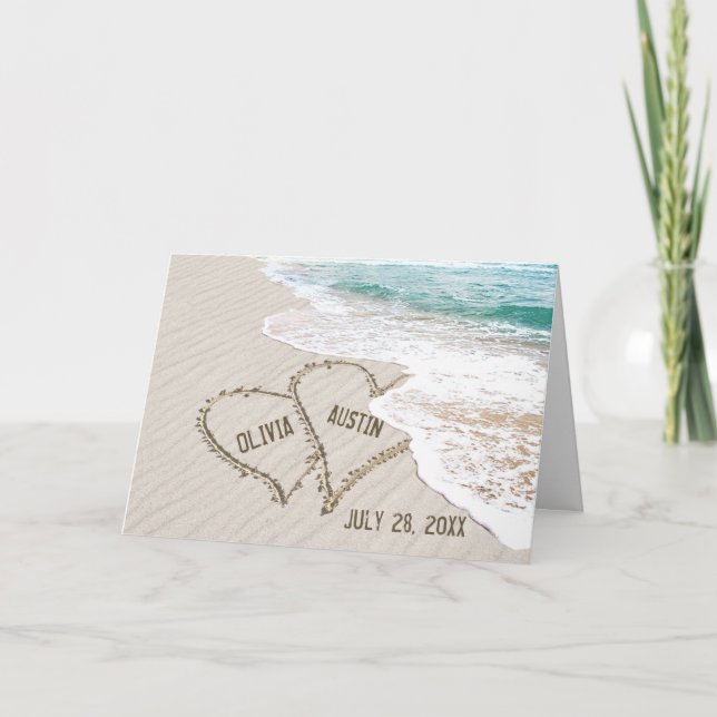 Carte Coeurs de mariage Ocean Beach (Devant)
