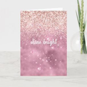 Carte Coeurs de Parties scintillant rose brillant
