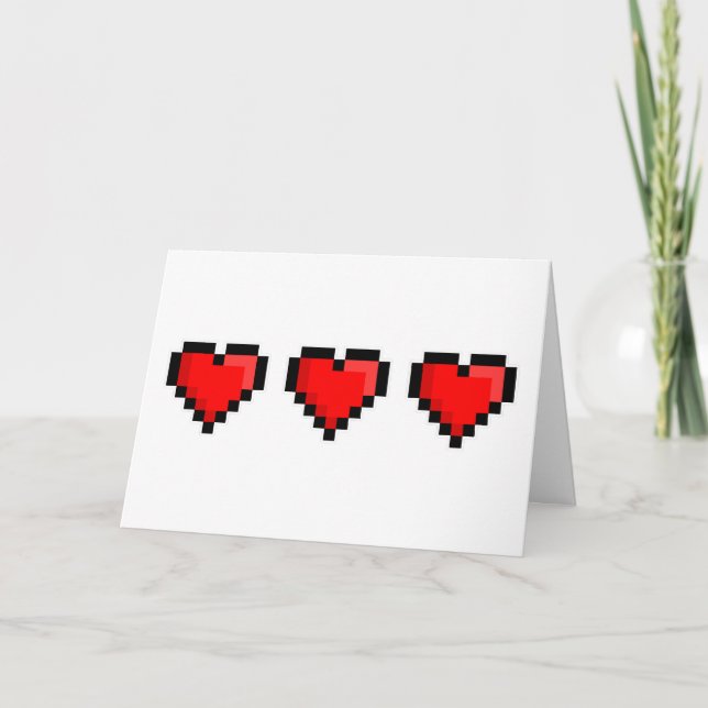 Carte Cœurs de Pixel Amour Personnalisés (Devant)