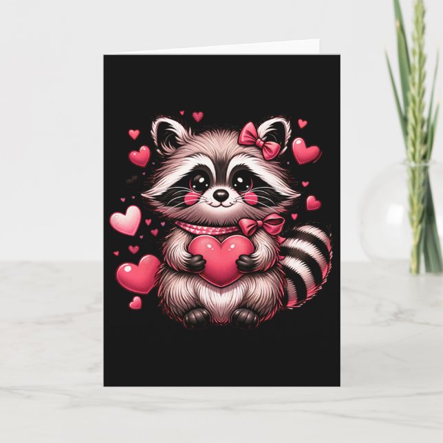 Carte Cœurs de Saint-Valentin de raton laveur (Devant)