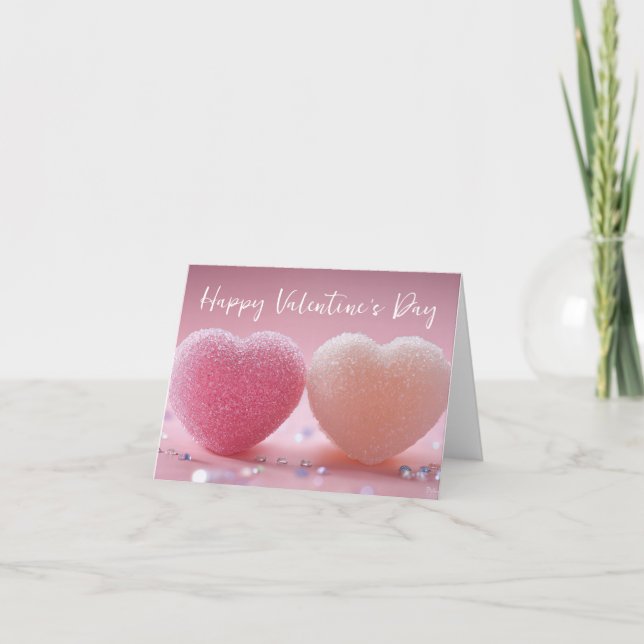 Carte Coeurs de sucre rose et blanc Salutation Valentine (Devant)