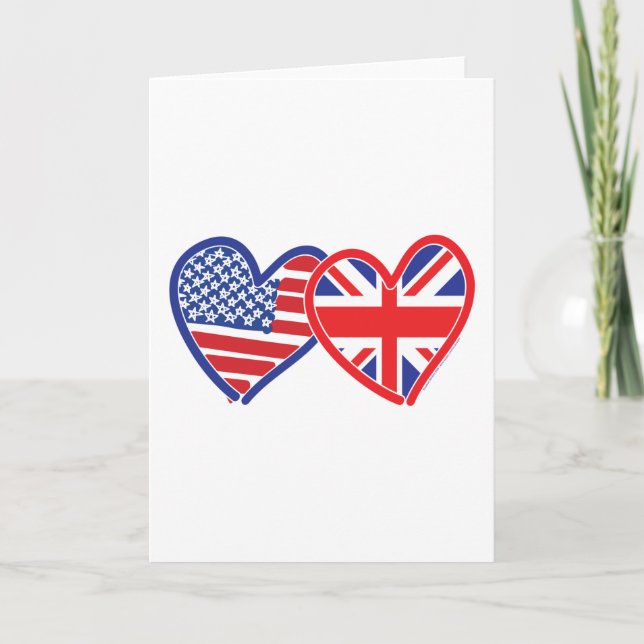 Carte Coeurs du drapeau américain/Union Jack (Devant)