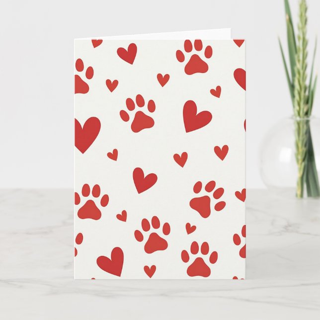 Carte Cœurs Empreintes de Patte Amour pour Animaux (Devant)