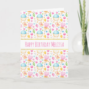Carte Coeurs et Amour Motif Aquarelle Anniversaire