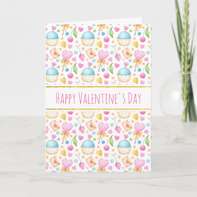 Carte Coeurs et Amour Motif aquarelle Saint-Valentin (Devant)