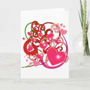 Carte Coeurs et manuscrits brillants pour les amoureux