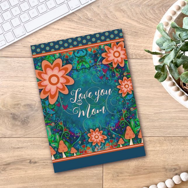 Carte Coeurs floraux Champignons Fête des Mères assez un (Créateur téléchargé)