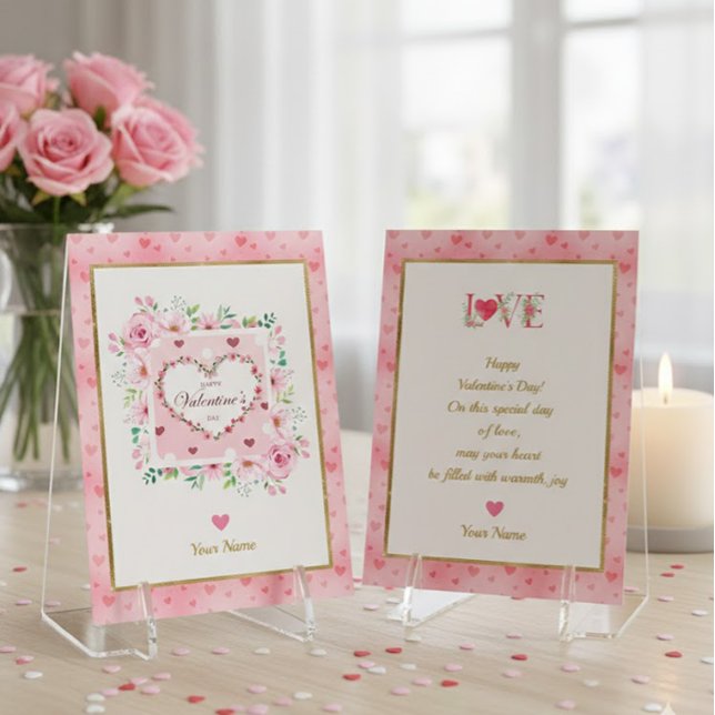 Carte Cœurs Floraux Rose Rose Valentine Cadeaux de la Sa (Créateur téléchargé)