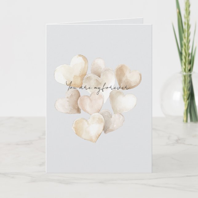 Carte Cœurs Gris Amour Pour Toujours   (Devant)