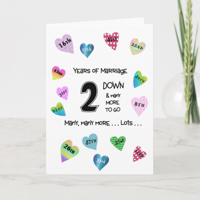 Carte Coeurs heureux 2e anniversaire (Devant)