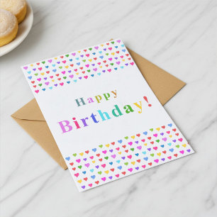 Carte Cœurs joyeux et colorés Bon Anniversaire