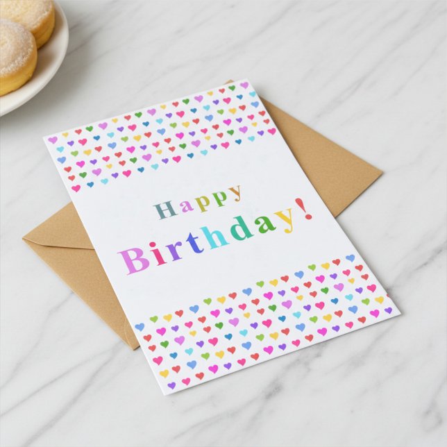 Carte Cœurs joyeux et colorés Bon Anniversaire (Créateur téléchargé)