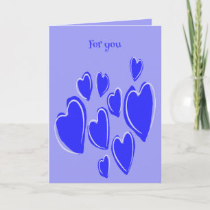 Carte Cœurs mignons dessinés à la main Bleu Doodle roman