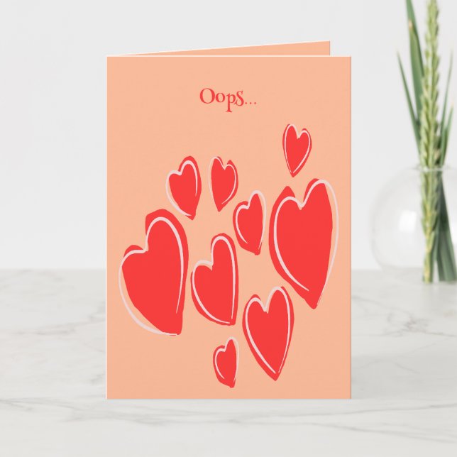 Carte Cœurs mignons dessinés à la main Rouge profond Doo (Devant)