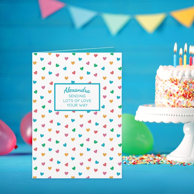 Carte Coeurs mignons Nom personnalisé Anniversaire ou to (With its custom text, this cute card is perfect for birthdays or any occasion!)