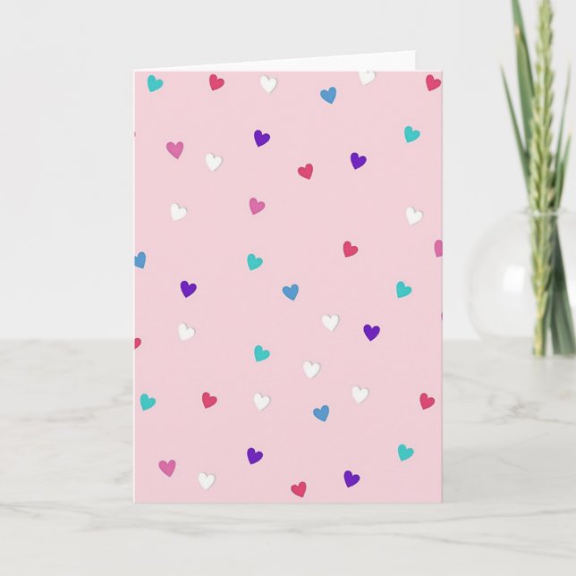 Carte Cœurs Mignons Rose (Devant)