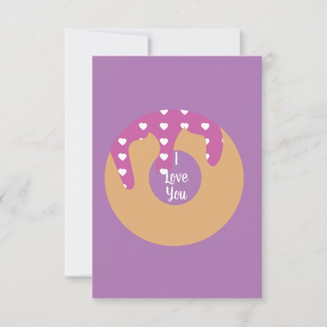 Carte Cœurs modernes de Saint-Valentin Donut Glaçage Vio (Devant)