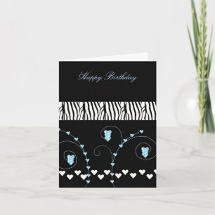 Carte Coeurs Motifs d'animaux noirs Anniversaire