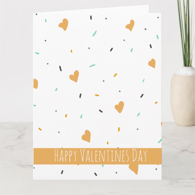Carte Cœurs Moutarde Pailletés pour la Saint-Valentin Mo (Devant)