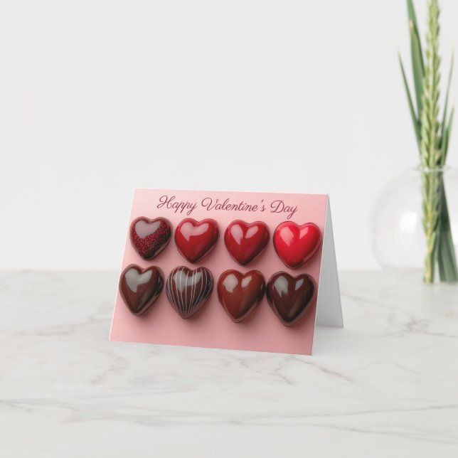 Carte Coeurs ombrés rouges Salutation de Valentine (Devant)